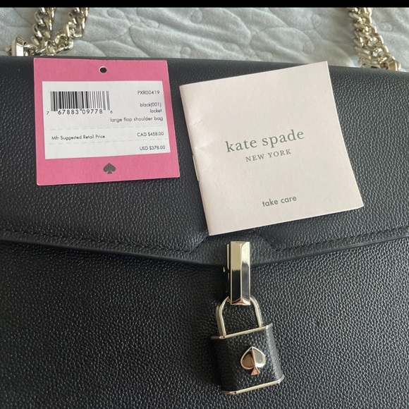 KATE SPADE LOCKET LARGE FLAP SHOULDER BAG W/DUSTBAG BLACK PXR00419 NWT $378 - Picture 10 of 13
